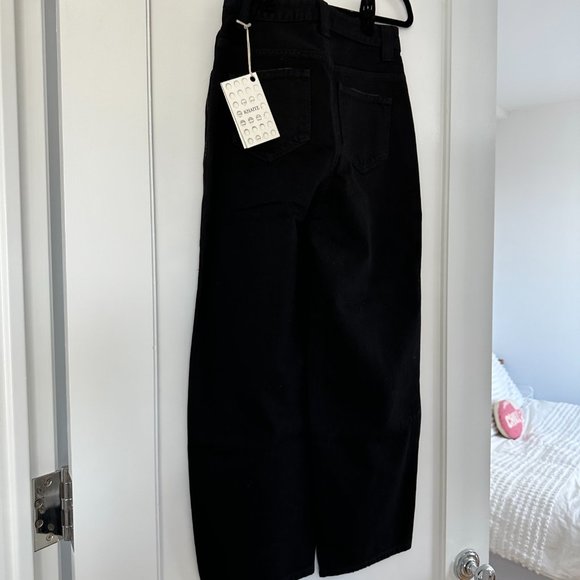 ❌SOLD❌NWT Khaite Preen Denim Pants Curved In-seam Wide-leg Jeans Sz 30 Black - Picture 9 of 11